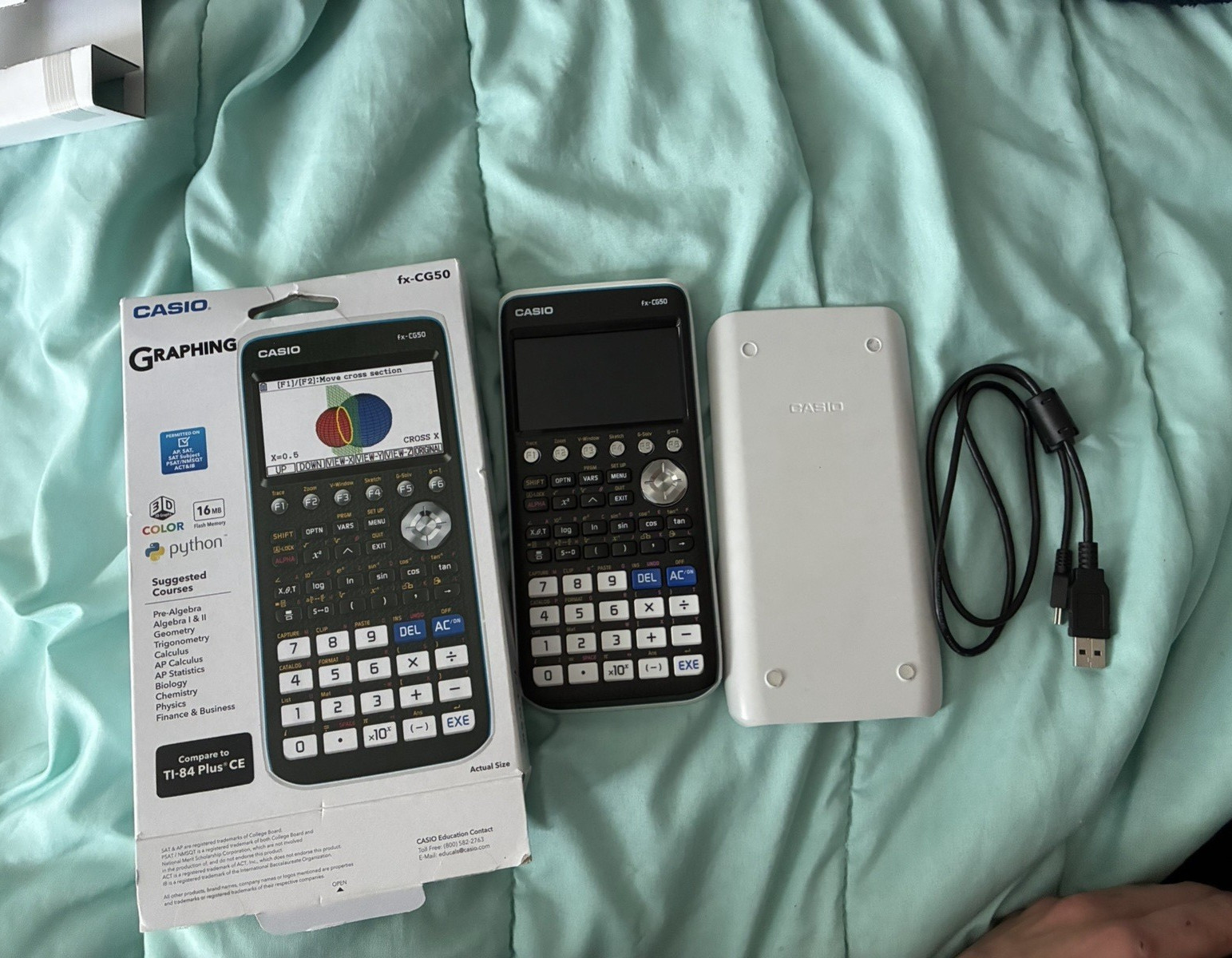 Casio fx-CG50 Graphing Calculator Programmable LCD, Battery, Case USB Box.