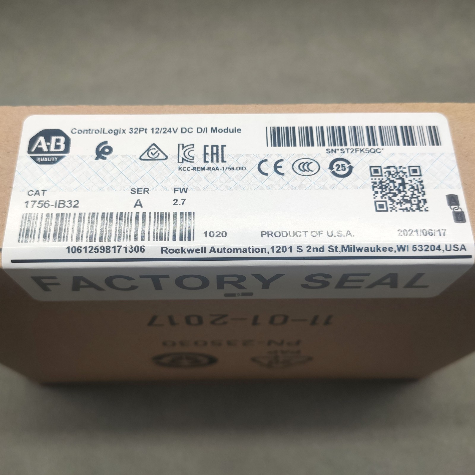 New 2021-2022 Allen-Bradley 1756-IB32 SER A ControlLogix 32 Pt 12/24V Module USA