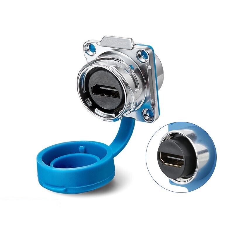 HDMI 2.0 Male Plug & Female Socket Connector w/ 40″ Cable Waterproof IP67 Metal