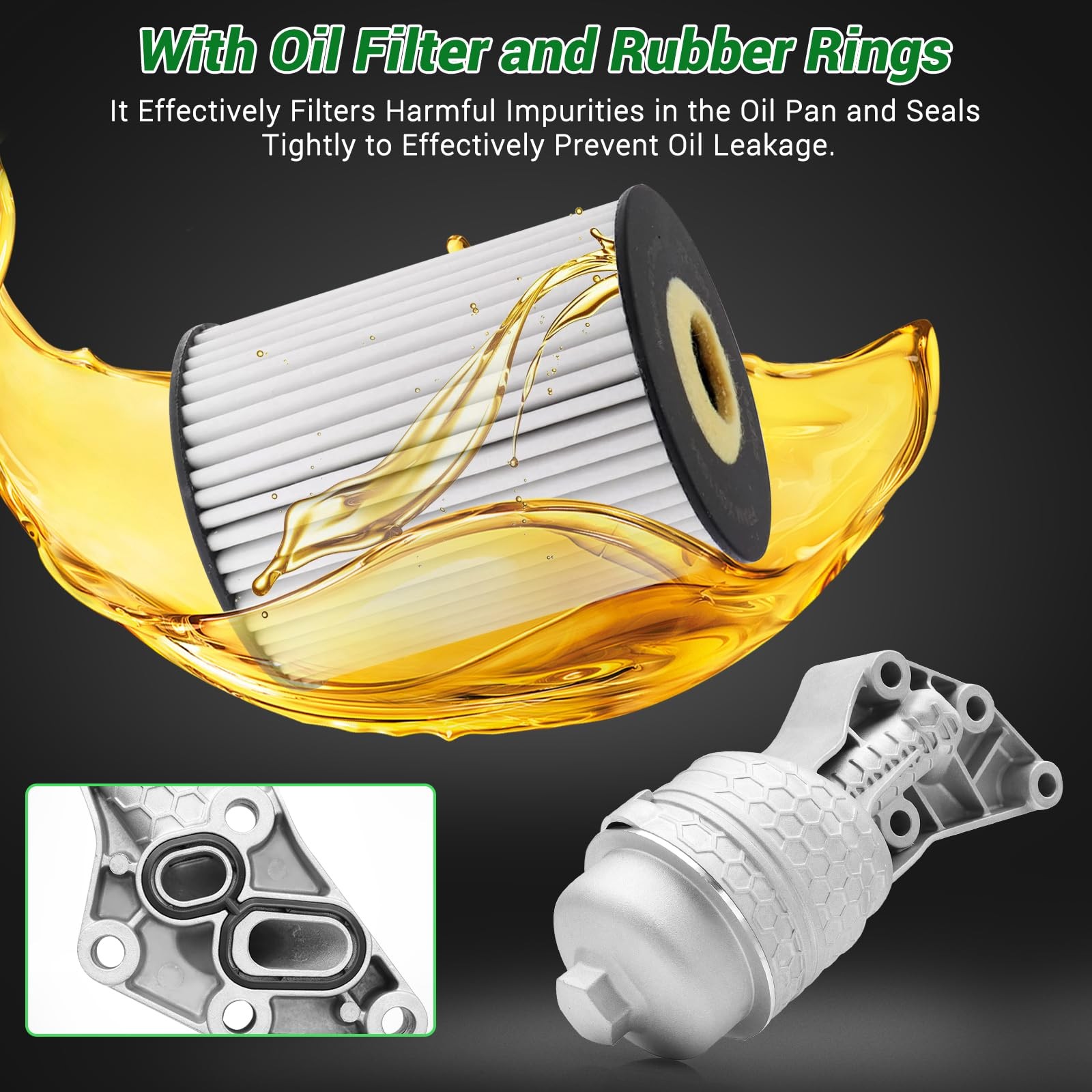 LeakProof Aluminum Oil Filter Housing Kit for Hyundai Kia Genesis Upgrade
