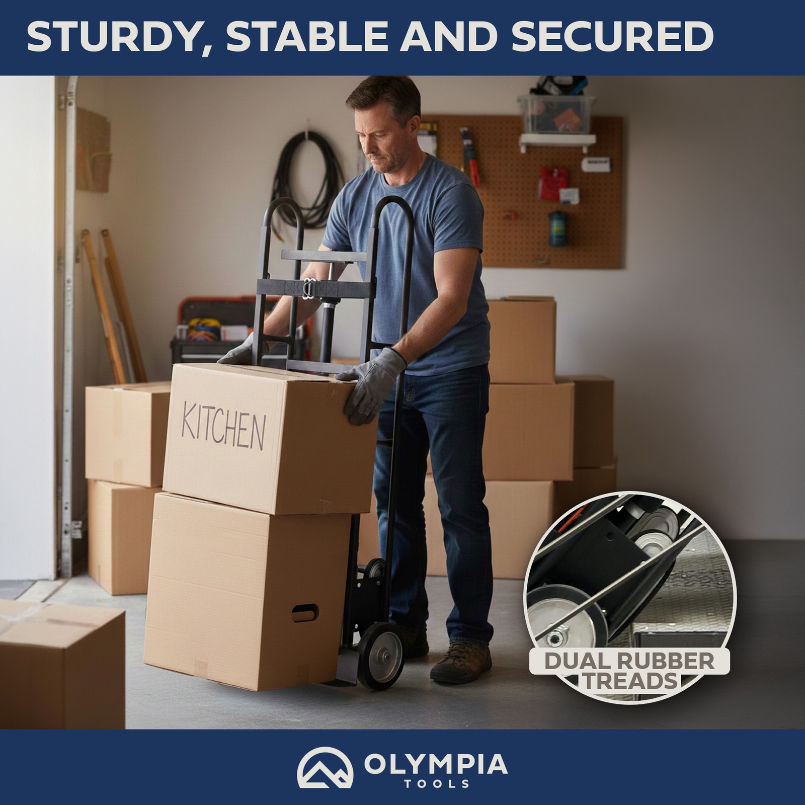 Olympia Tools 1200 Lb Appliance Hand Truck with Auto-Recoil Straps, Heavy Duty