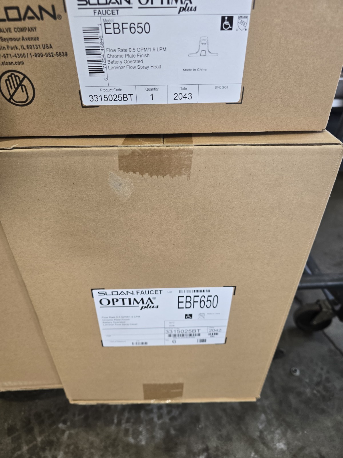 SLOAN 3315025BT EBF650 BATTERY OPERATED 1.9 MLP CHROME PLATE 0.5GPM NO PUMP ASIS