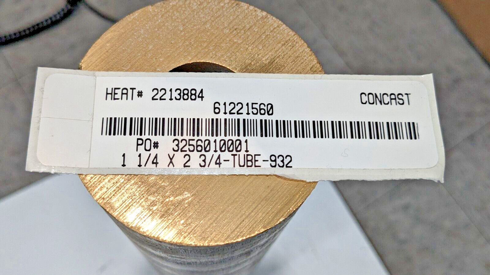 Bronze Round Tube Alloy 932 2-3/4″ OD X 1-1/4″ ID X 13″ OAL 61221560