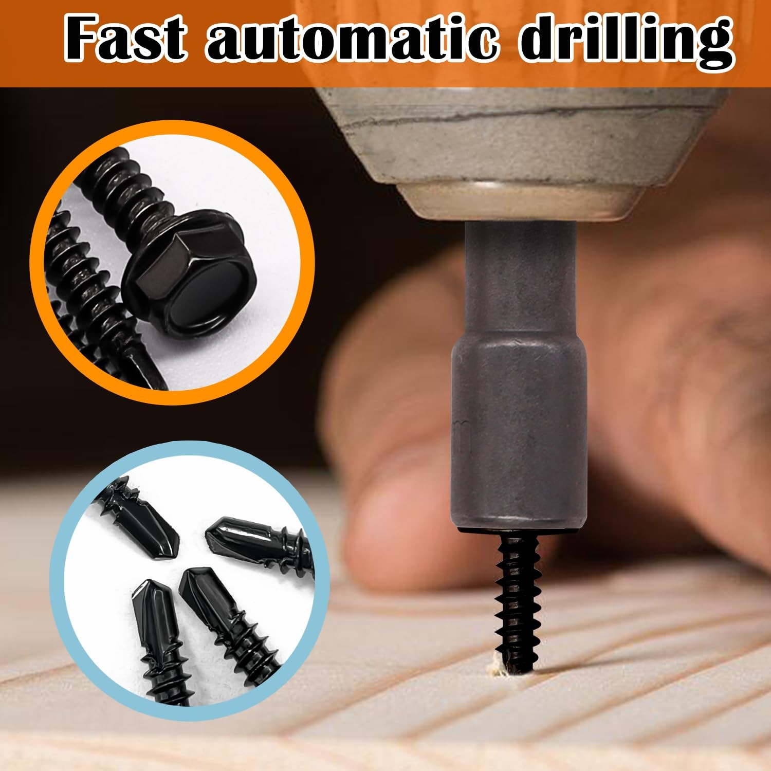 165pcs #8 #10 Self Tapping Screws Set 410 Stainless Steel Black Hex Washer Head