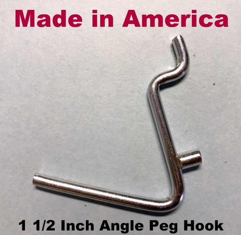 (20 PACK) Angle 1 1/2″ Metal Peg Garage Hanger Hooks. 1/8 to 1/4 Inch Pegboard