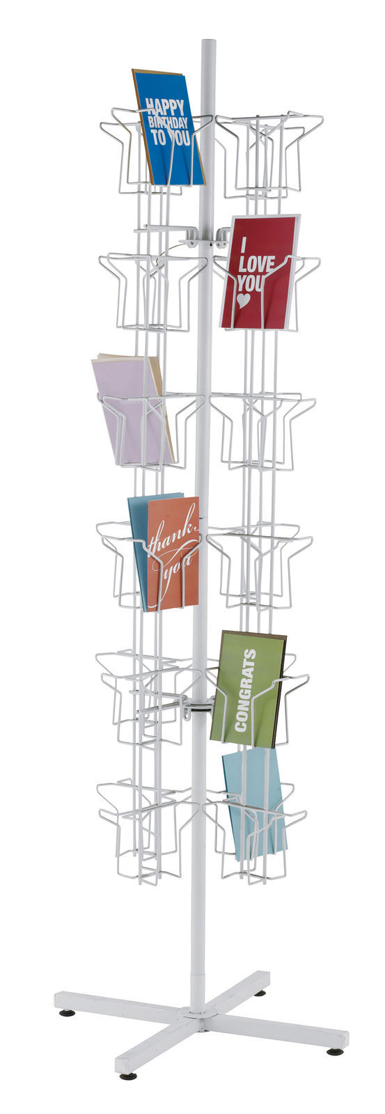 Greeting Card Rack Rotating Spins 48 Pocket White Retail Display 5″ x 7 Cards