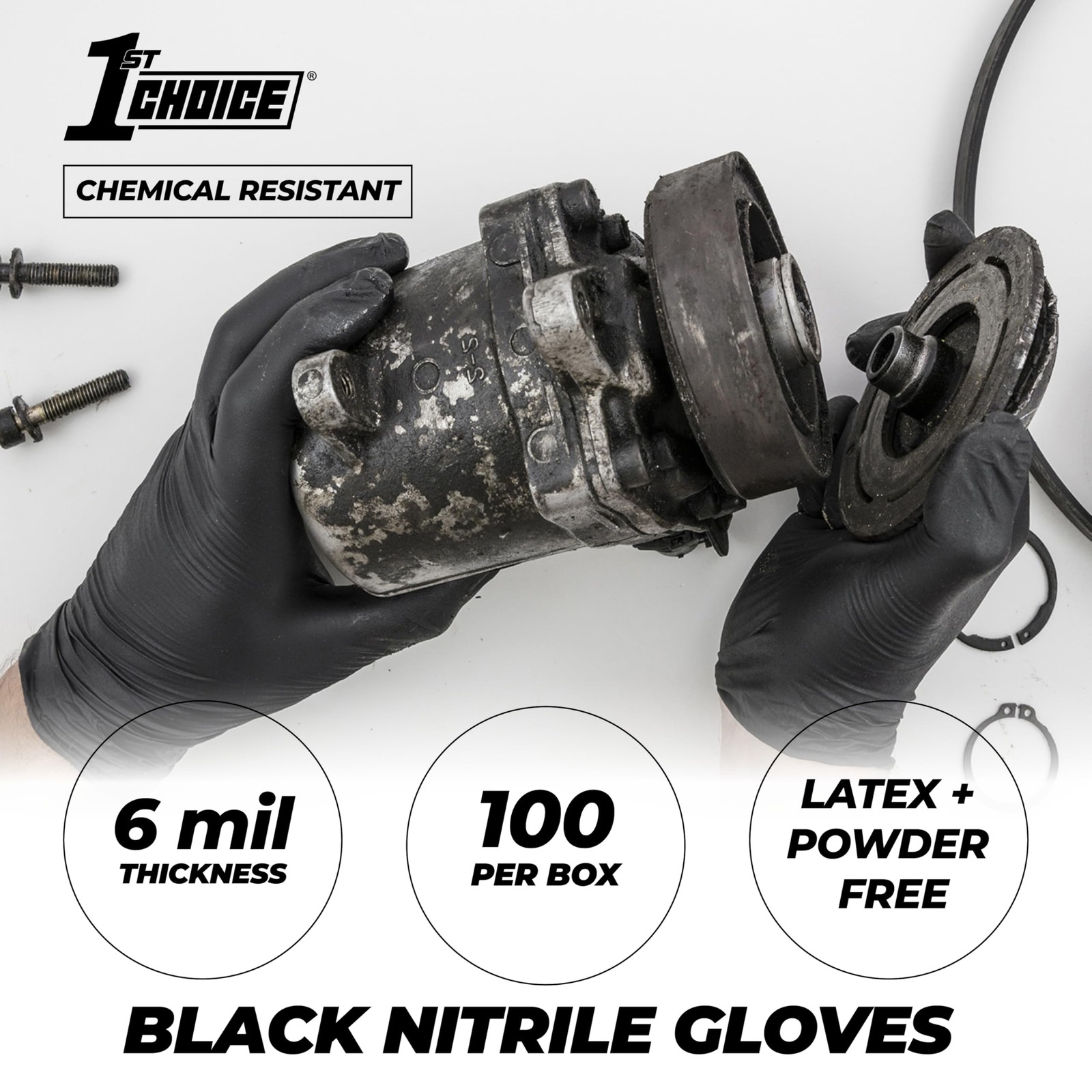 100 Pack Black Nitrile Gloves Large Xl Xxl Disposable Mechanics Cleaning Food…