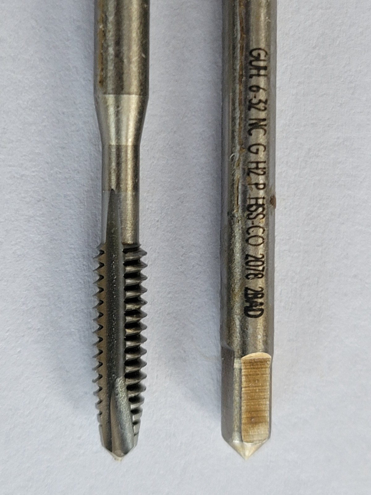 2 pcs. Guhring 6-32 NC Hand Plug Taps Cobalt GH2 2 Flute Spiral Tap NEW
