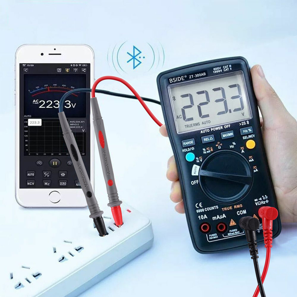 1000V 20A Digital Multimeter Universal Probe Wire Cable Test Lead Alligator Clip