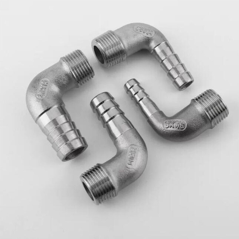 304 Stainless Steel Male Thread Fitting x Barb Hose Tail End Elbow Connector new