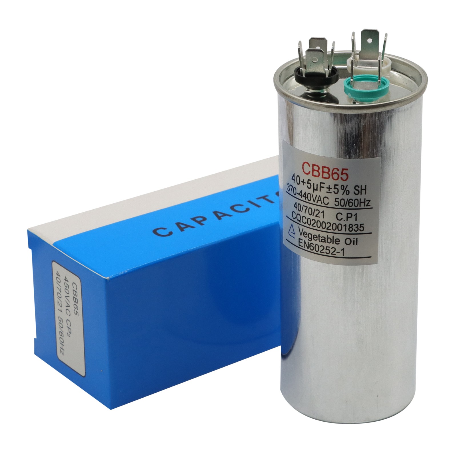 40+5 MFD µF Dual Run AC Capacitor 370-440VAC 50/60Hz 5% HVAC