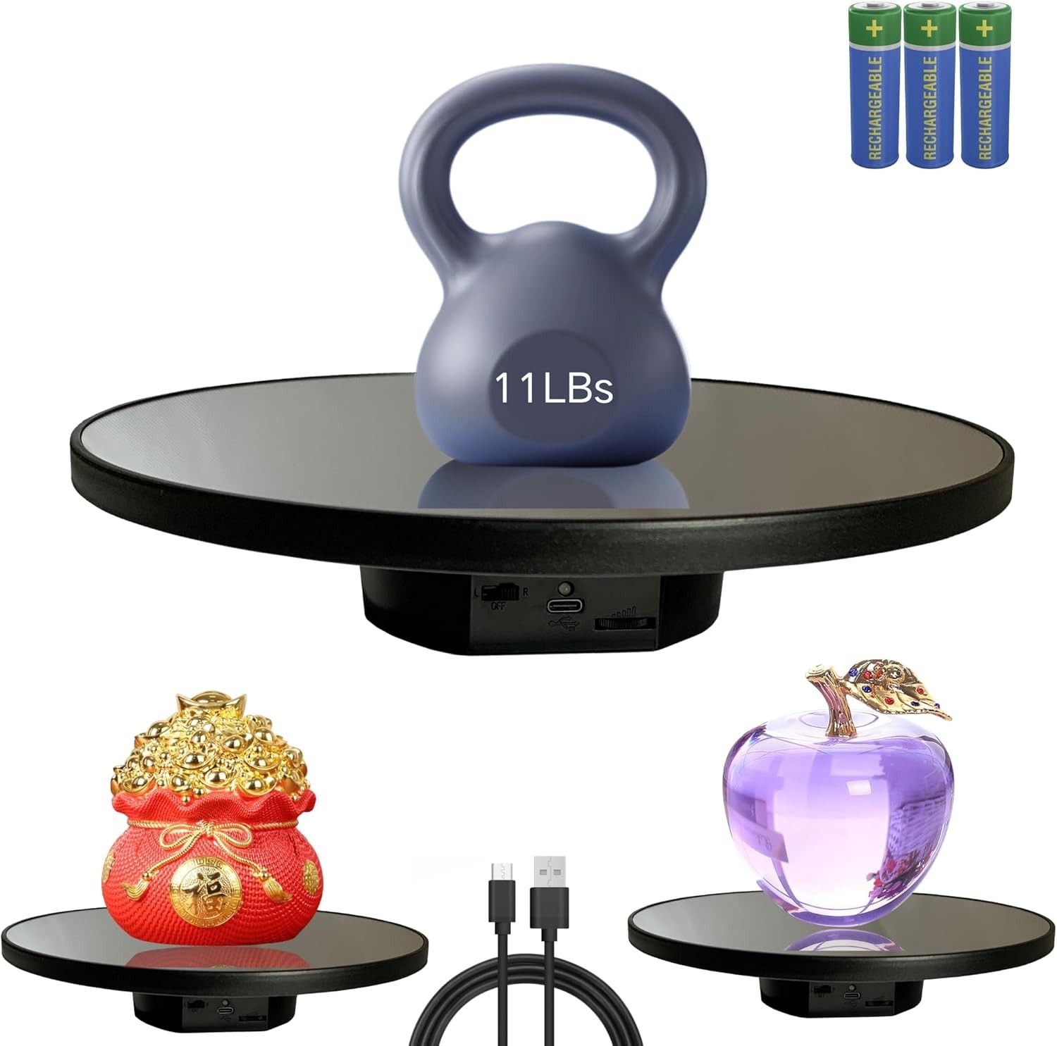 Motorized 10in Electric Rotating Display Stand Holds 11lbs Jewelry Photography