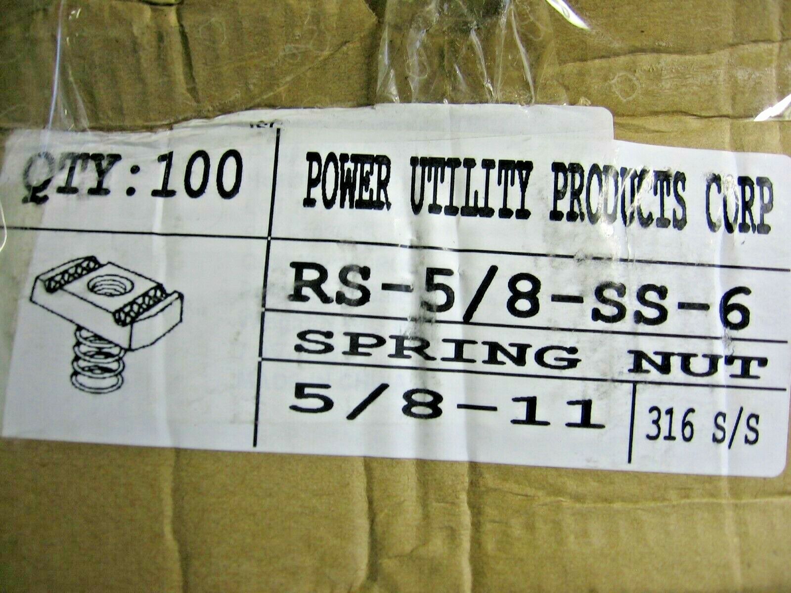100) PUPCO 5/8″-11 Threaded Channel Spring Nuts 316 Stainless Steel for Unistrut