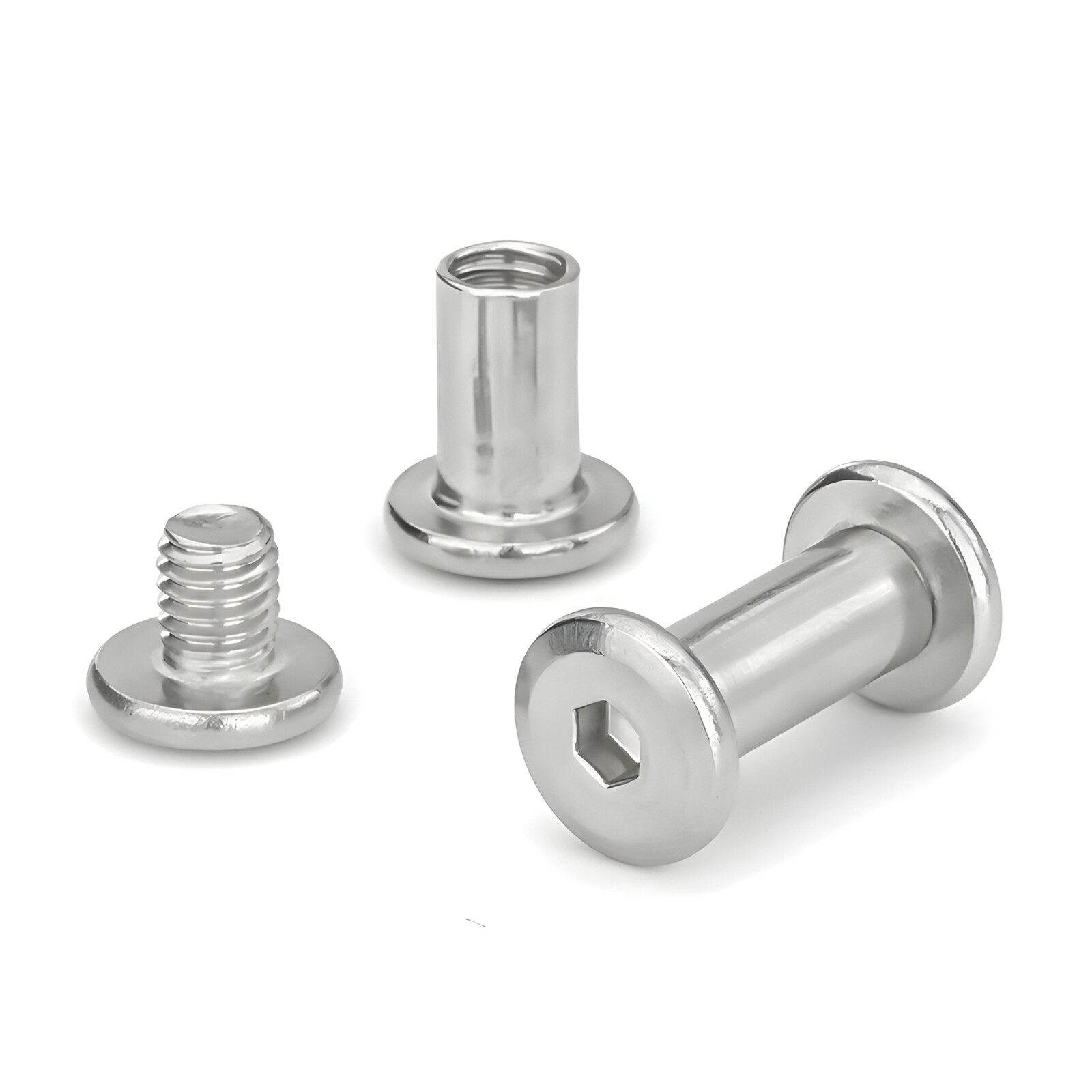 FURNITURE CONNECTOR BOLTS & CAP NUTS, FLAT HEAD ALLEN KEY SCREWS STAINLESS STEEL