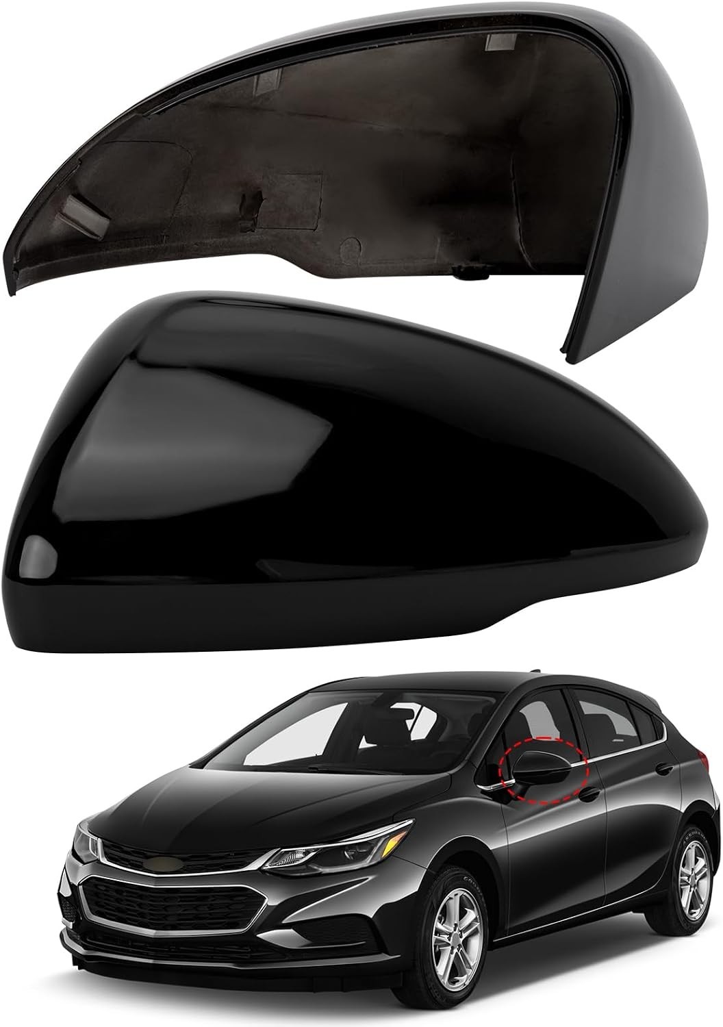 Driver Side Mirror Cover Replacement for Chevrolet Chevy Cruze 2018 2019 – Left