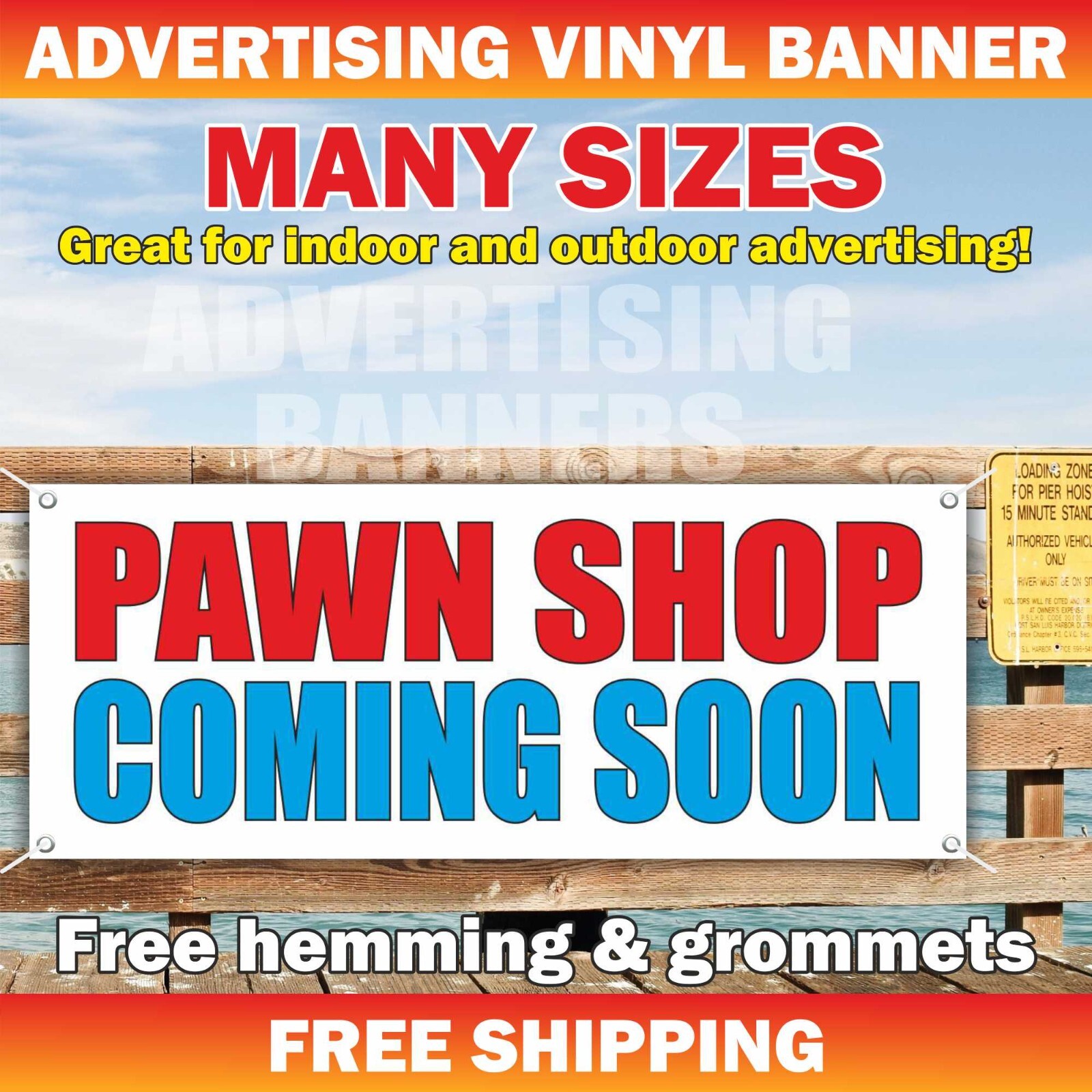 PAWN SHOP Coming Soon Advertising Banner Vinyl Sign gold cash Jewelry Silver