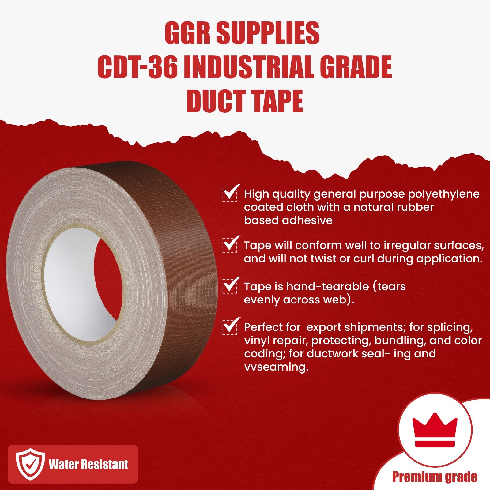 T.R.U. Industrial Duct Tape. Waterproof- UV Resistant Dark Green 3 in X 60 Yd.