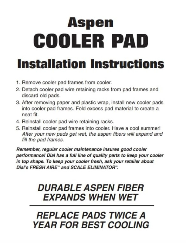 36″ x 24′ Spin Roll Cooler Replacement Pads for evaporative coolers