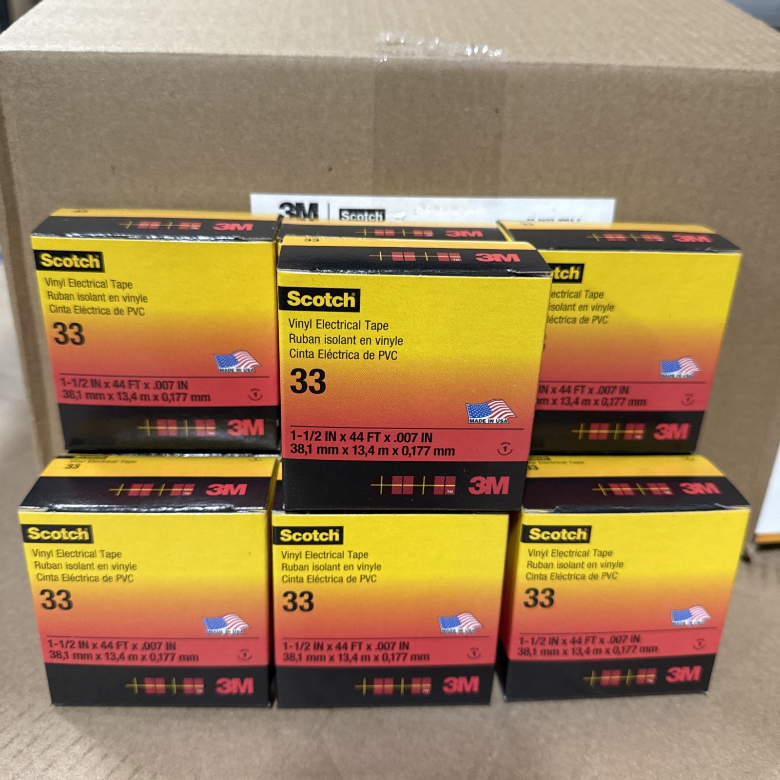 Scotch Super 33+1.5in x 44ft,Vinyl Electrical Tape, Black,101741-BOX OF 10 ROLLS