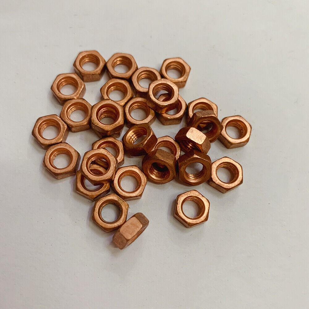 10pcs 99.9% Pure Copper Cu Hex Nut Hexagon Nuts M8