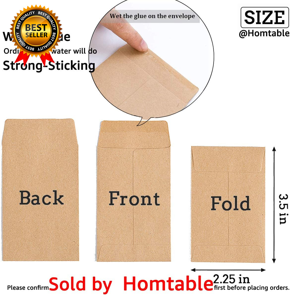 500 Pack Small Coin Envelopes Self-Adhesive Kraft Paper Seed Envelopes