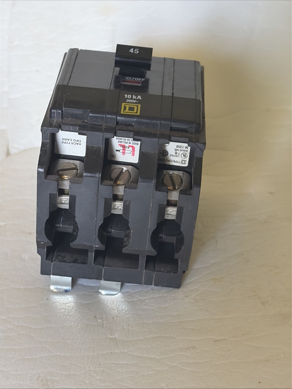 Square D QOB345 45A 3-Pole 240V Bolt-On Circuit Breaker Trip Indicator 10k New