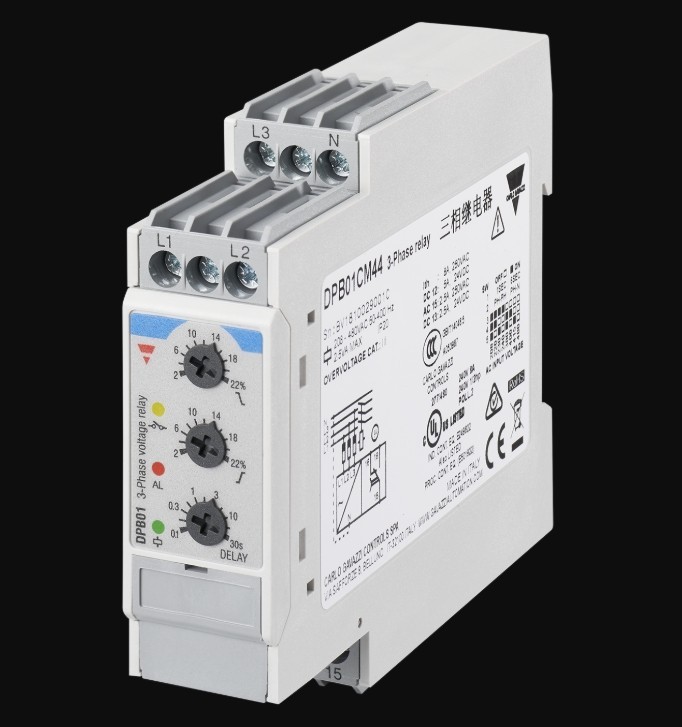 Carlo Gavazzi DPB01CM48 Phase Monitoring Relay 380-480VAC 3 Ph Adjust Delay SPDT