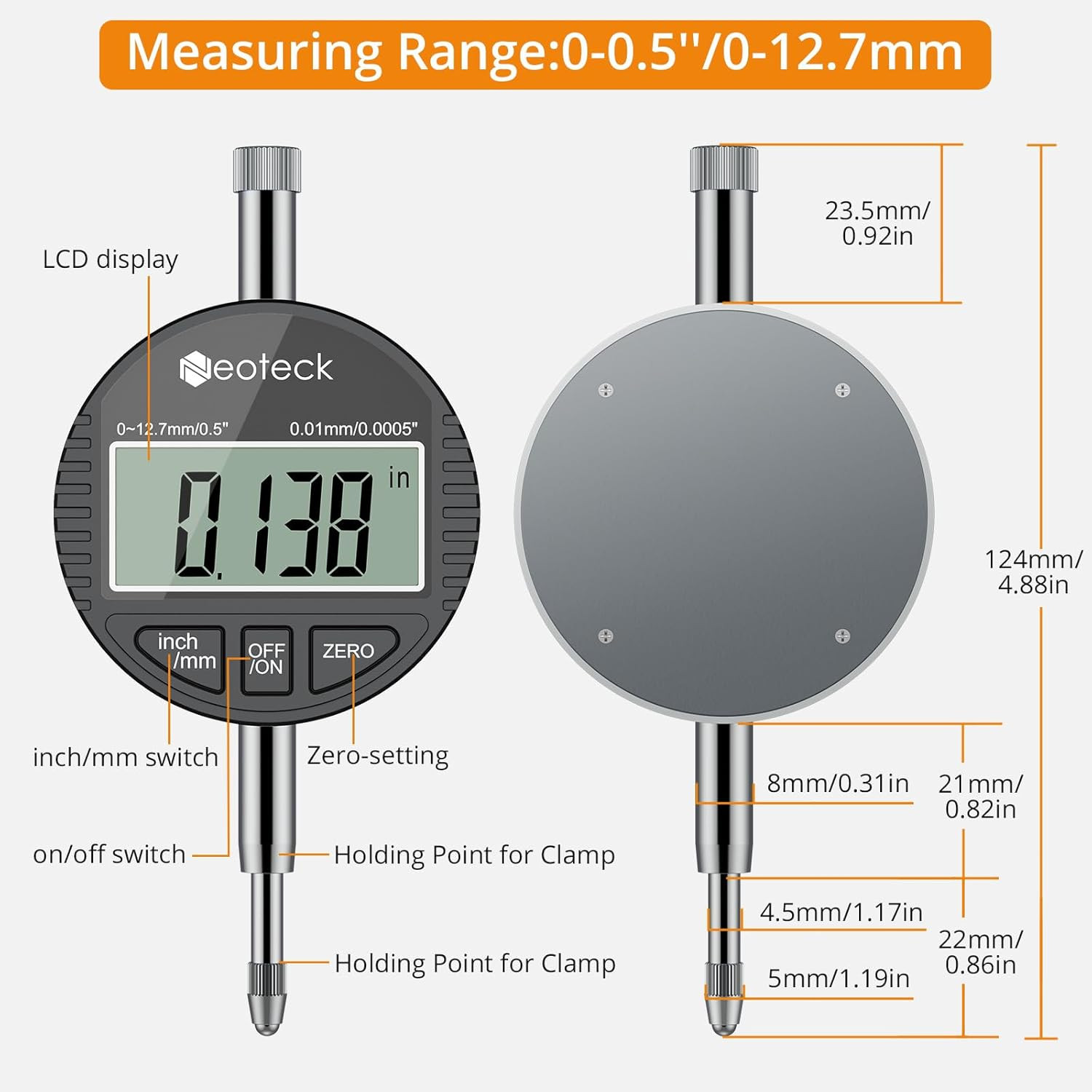 Bore Gauge Set Digital Indicator Dial Bore Gauge (2-6″/0.0005″) with Self-Center