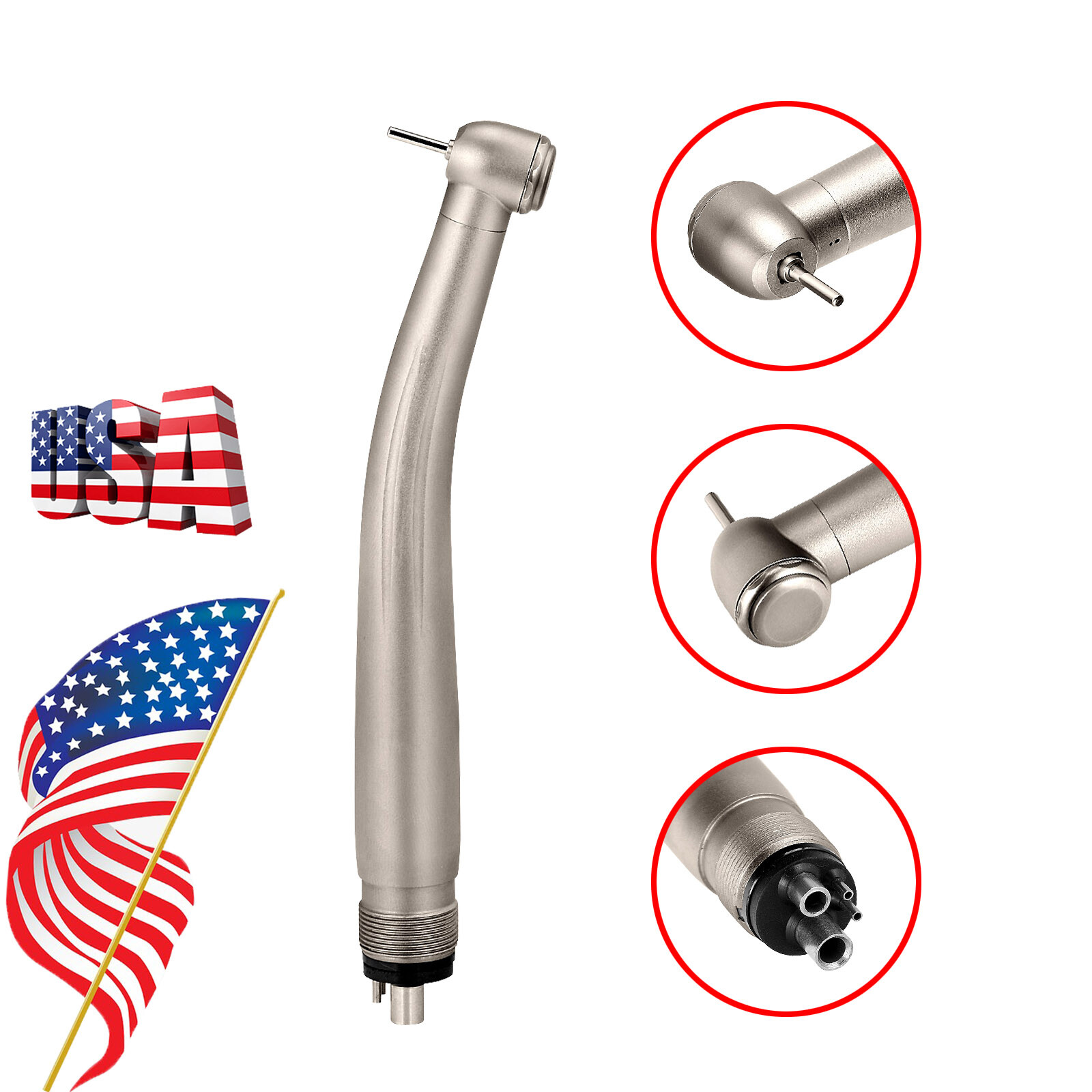 Denta High Speed Handpiece Ceramic Rotor l4 Holes Push Button Single Way Spray