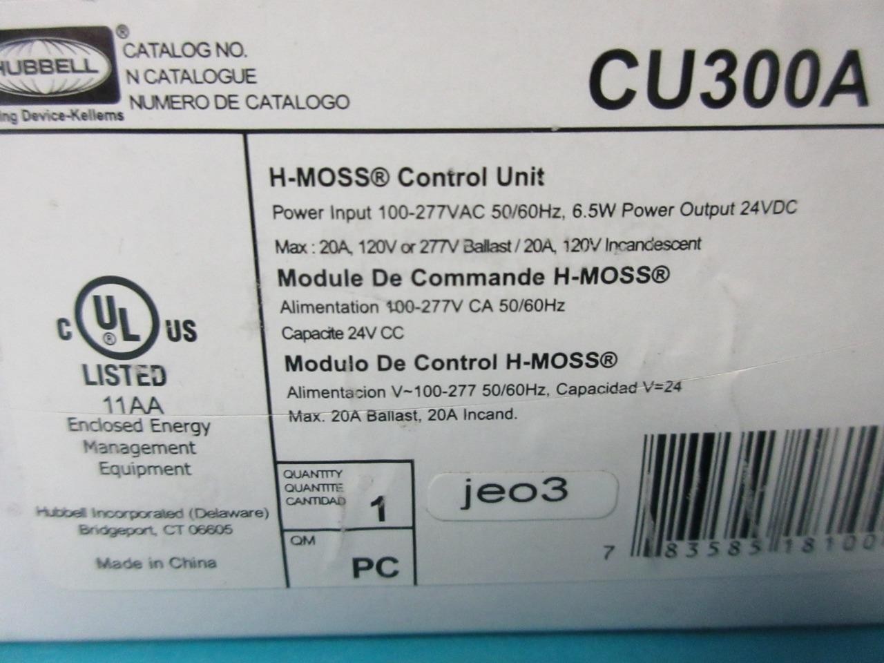 HUBBELL CU300A H-MOSS CONTROL UNIT 100-277 VAC 50/60HZ 6.5W POWER OUTPUT 24VDC