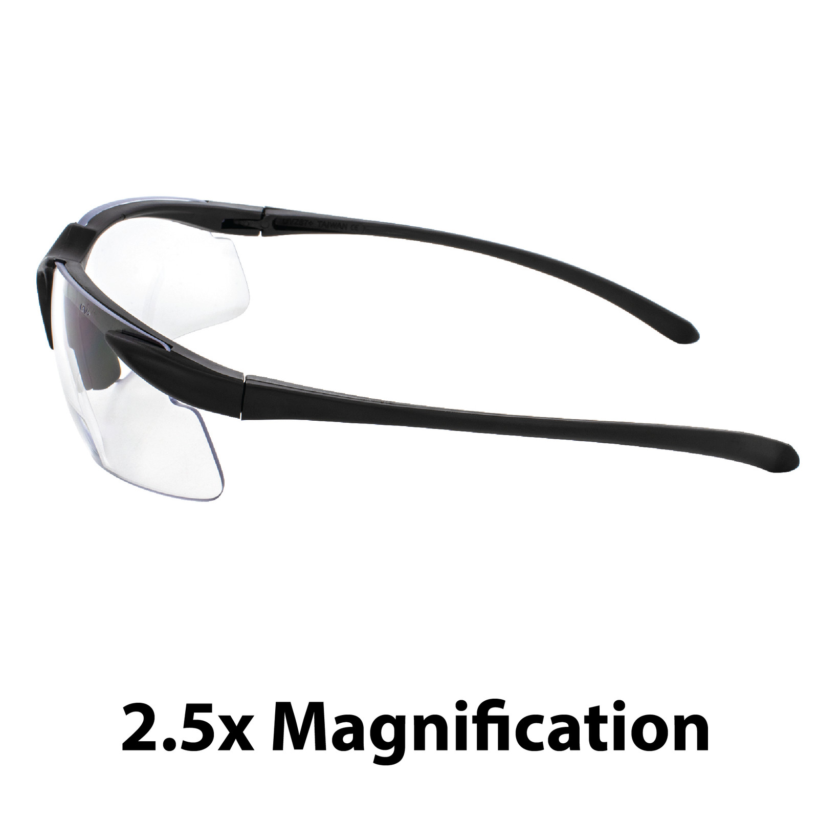 Apex Bifocal Safety Glasses 2.5 CLEAR Shatterproof Lenses Black Frame Z87.1