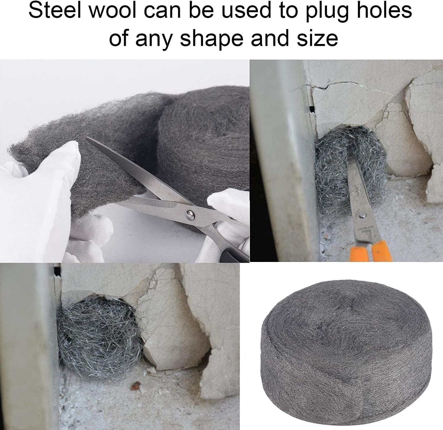 Steel Wool for Mice Control – |15FT (150G)| – Steel Wool 0000 Fill Fabric Fine W