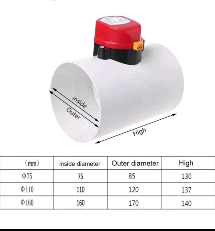 12V PVC Motorized Air Valve HVAC Electric Damper Duct Shut Damper 0.2㎡/2.15ft