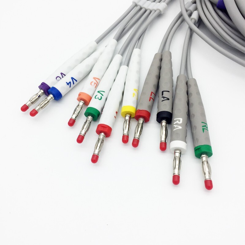Nihon Kohden 10 leads ECG Cable banana4.0 Compatible 15pin Connector 1350 1350A