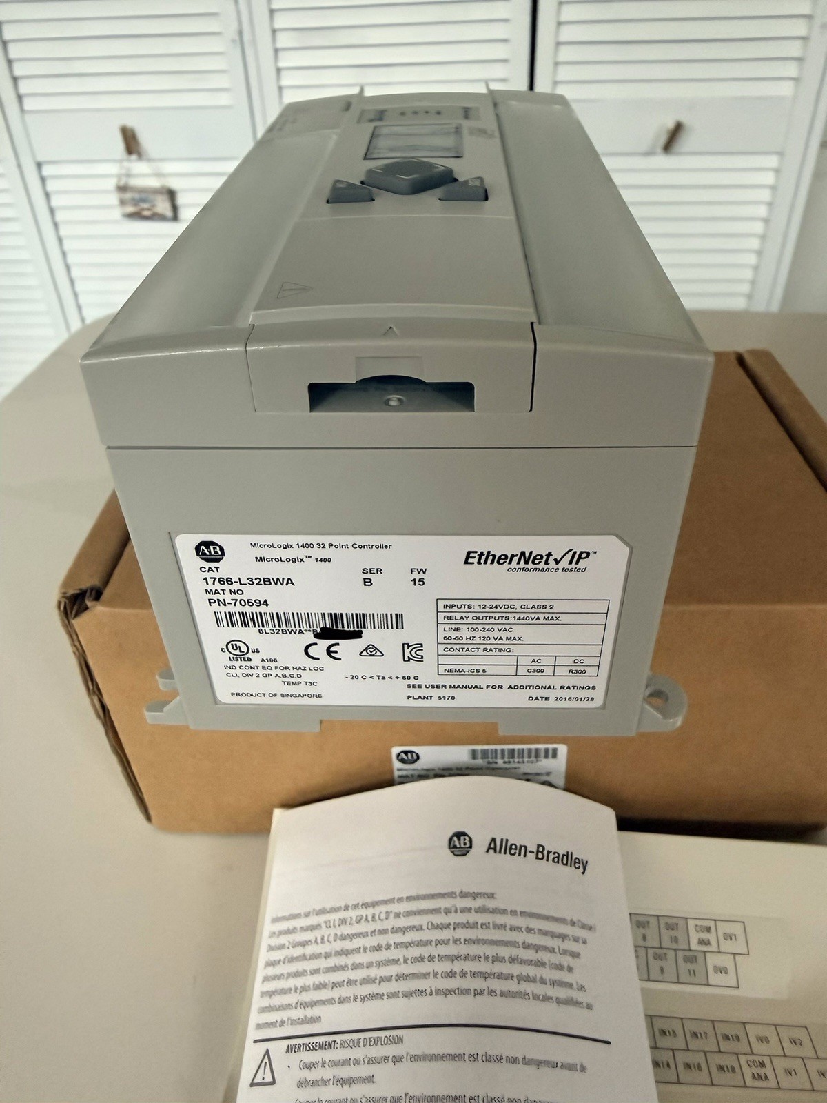 Surplus Allen Bradley 1766-L32BWA SER B MicroLogix 1400 32 Point Controller