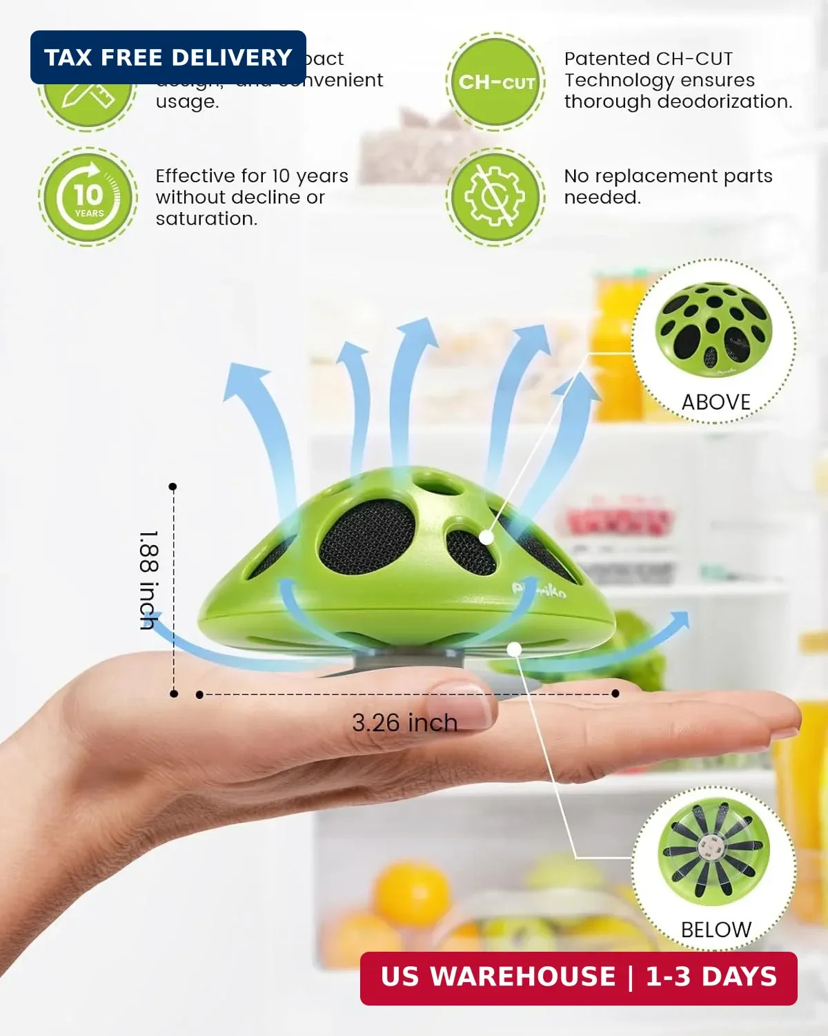 Purriko Fridge Deodorizer,Last up to 10 Years,Refrigerator Odor Eliminator,Fridg