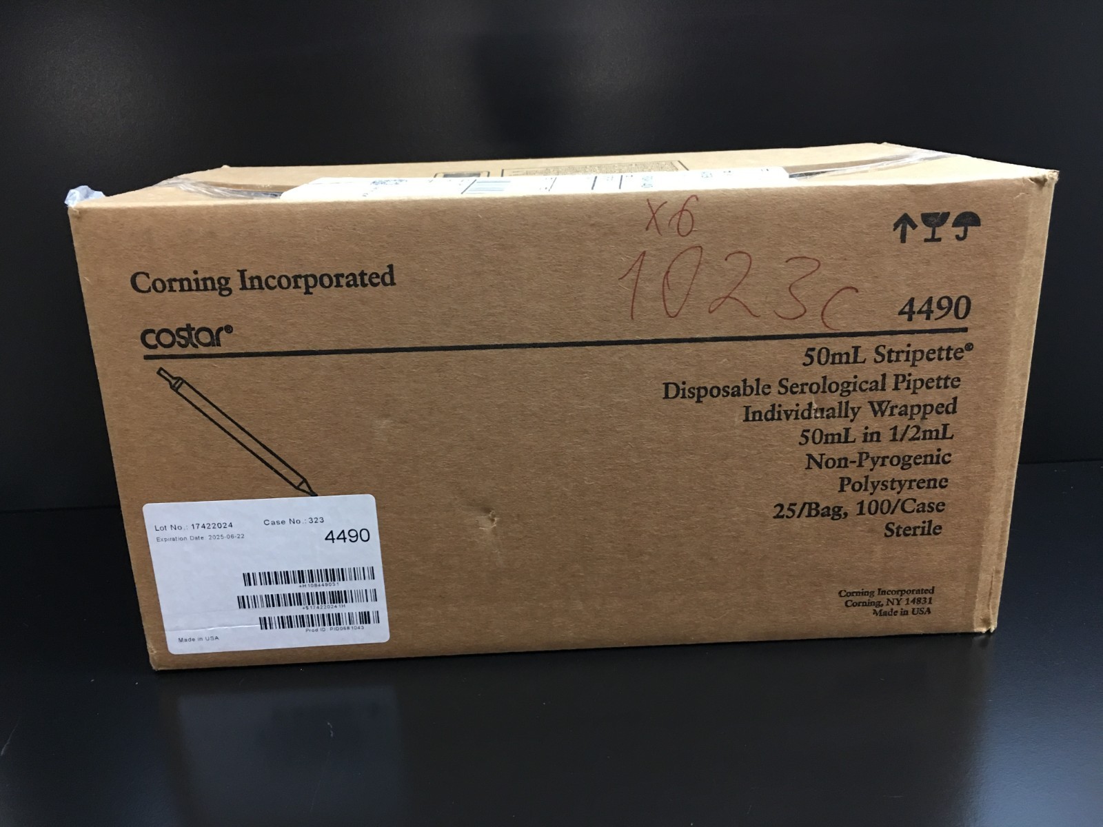 Corning Costar REF 4490 Stripette Serological Pipets Polystyrene 50mL Case