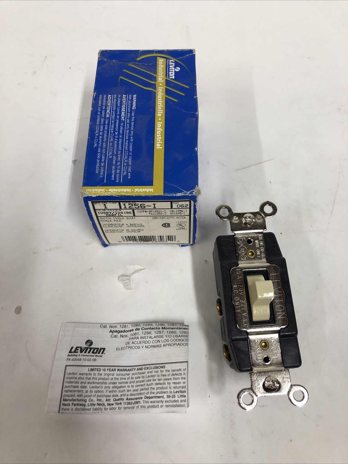 Pass & Seymour 1256-I Switch Toggle Quiet 3 Position Momentary Contact DPDT 15A