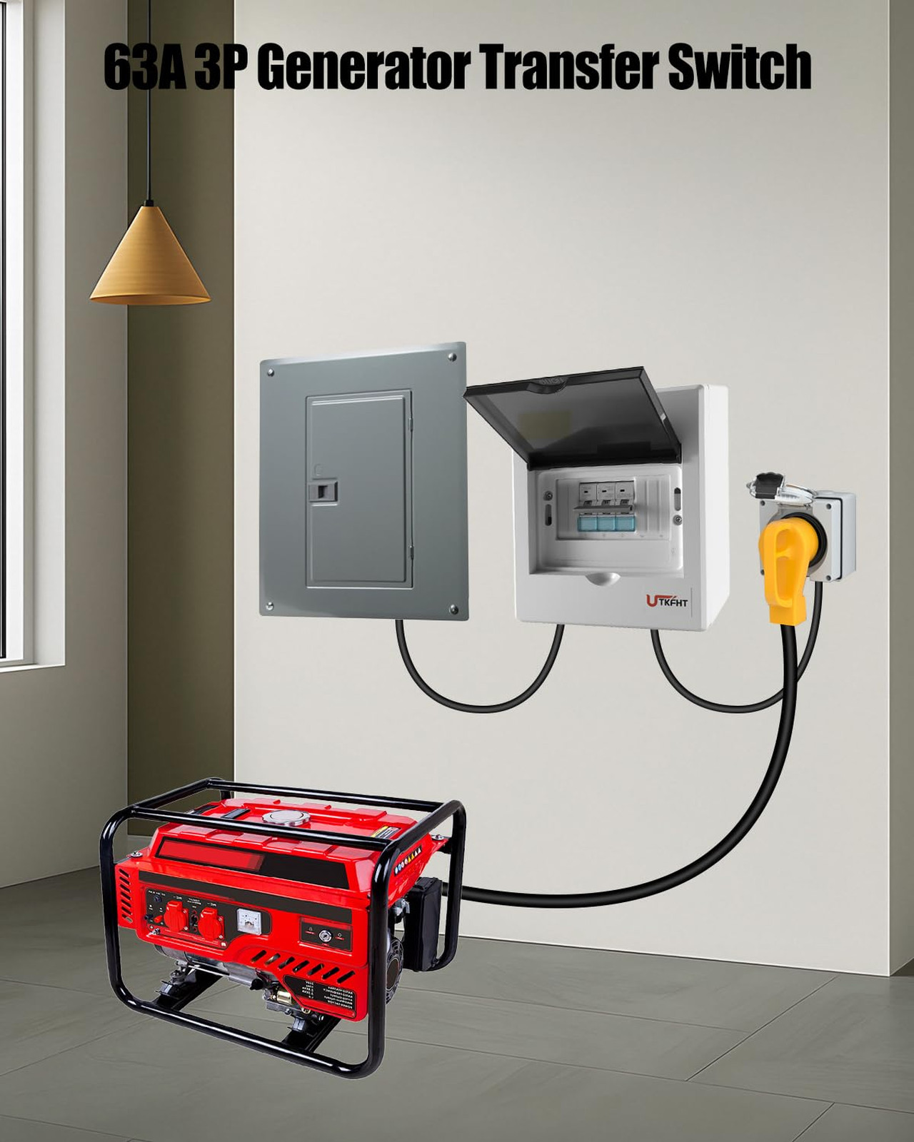 63A Generator Transfer Switch, Manual 3P 120/240V 12000W Dual Power Manual