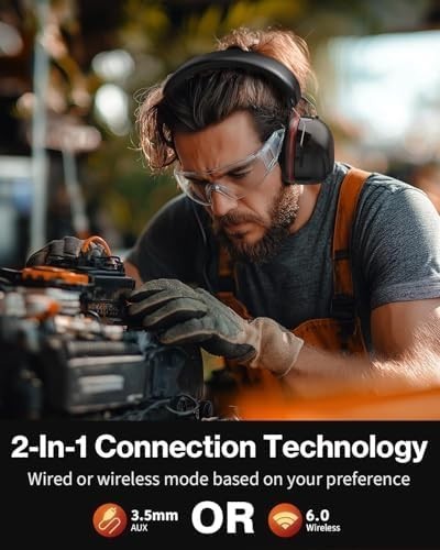 Bluetooth Hearing Protection Headphones, 120H Battery Life, 30dB SNR, Stereo Sou