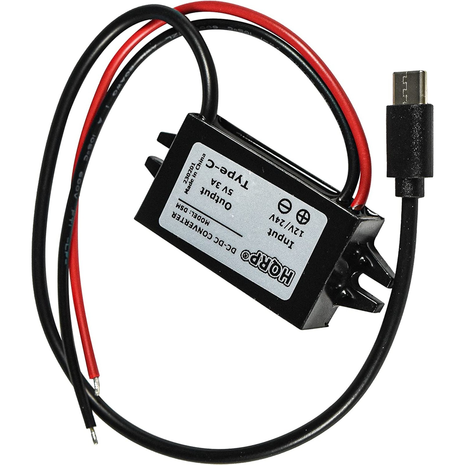 HQRP DC-DC Step Down Converter 12/24V to 5V 3A 15W with Type-C Male Connector