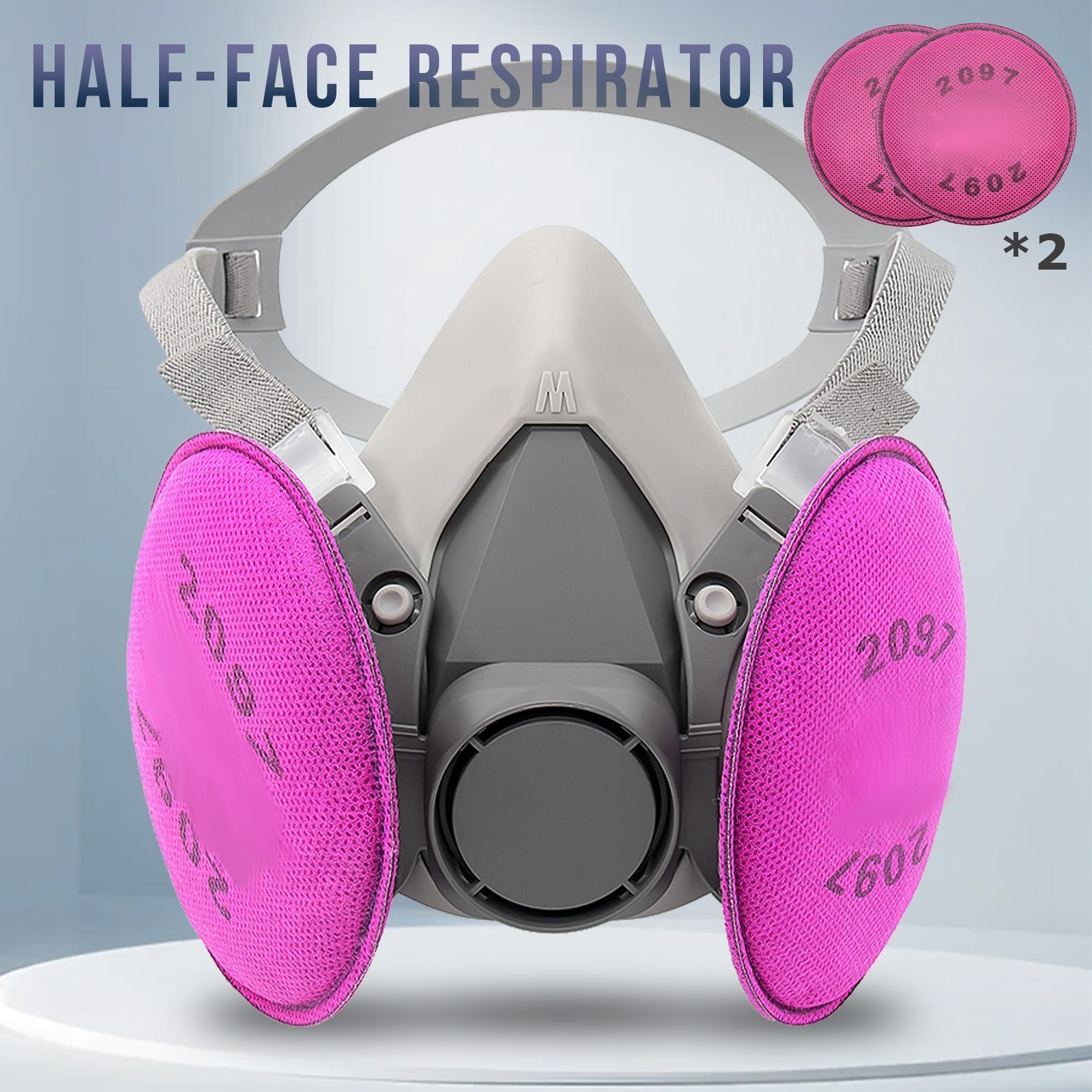 6200 Respirator Gas Mask Half Face with 2097 Filter Goggles Set for Epoxy Dust P
