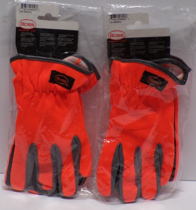 Lot of 2 Boss Flexible Work Gloves Synthetic Leather Palm 120-4600/XL