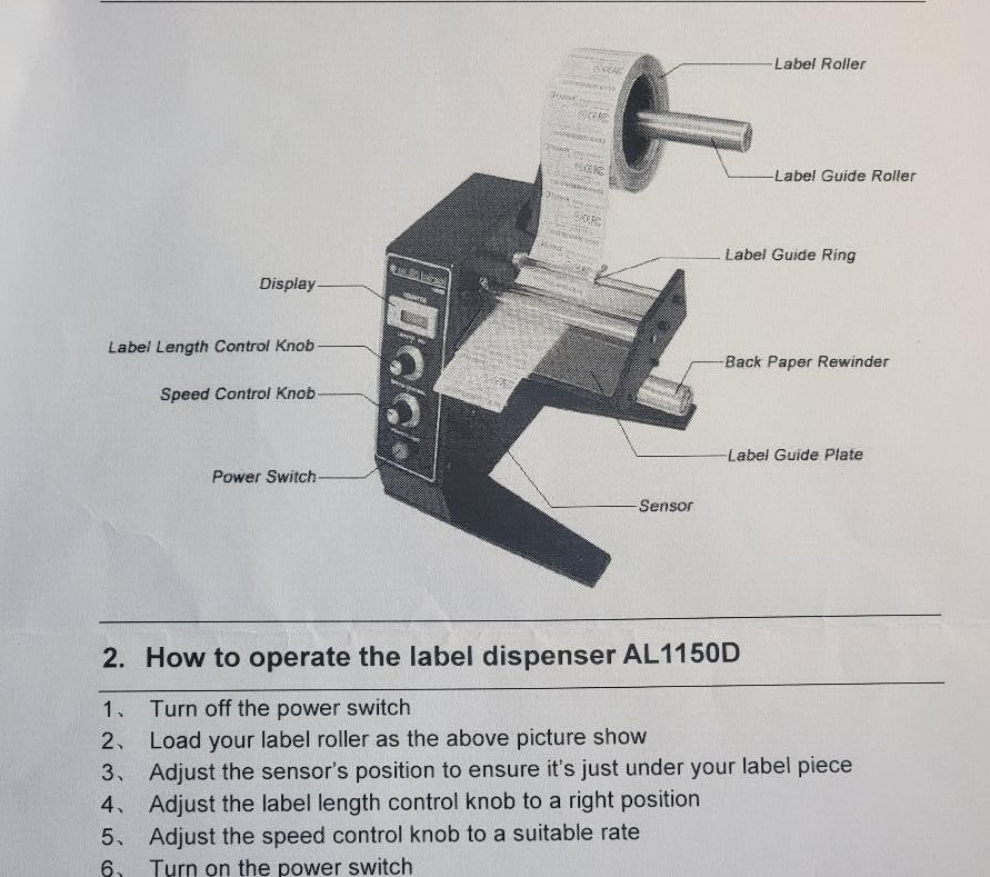 New Auto Label Dispenser Machine MAS-1150D 110V auto wind waste paper