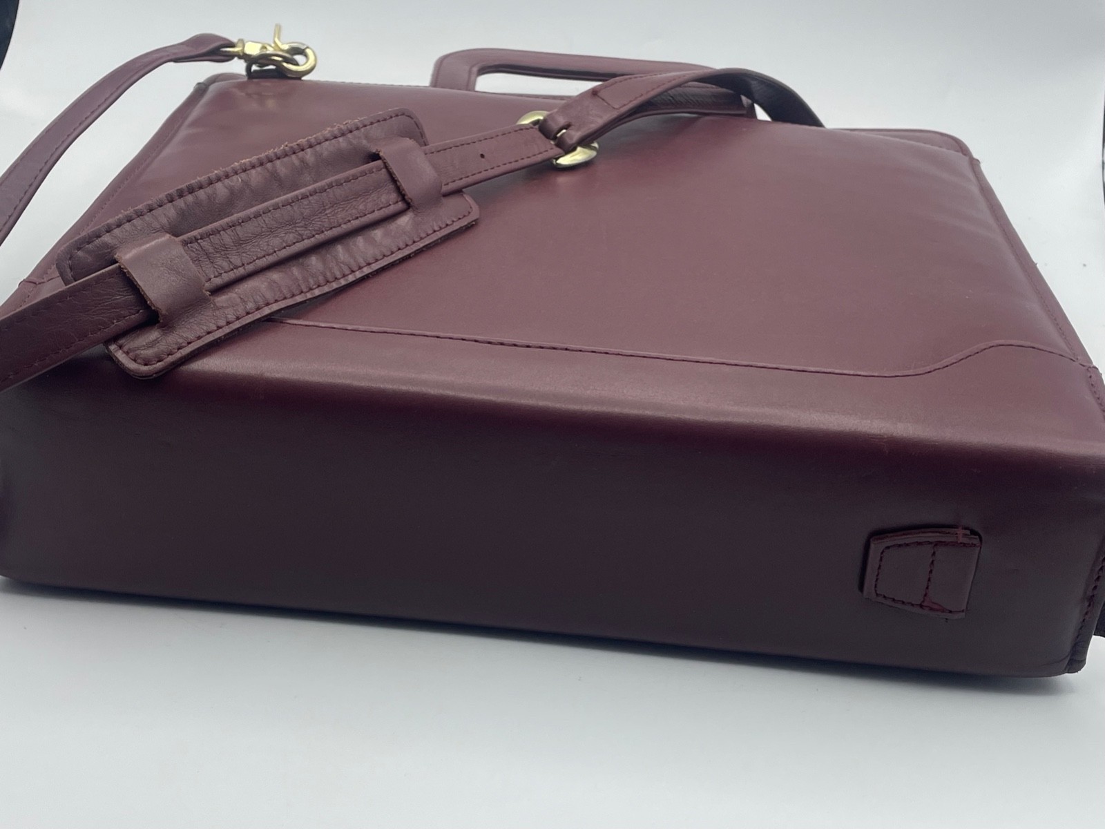 Vtg Franklin Quest Burgundy Leather Crossbody Bag Zip Binder 7-Ring two handled
