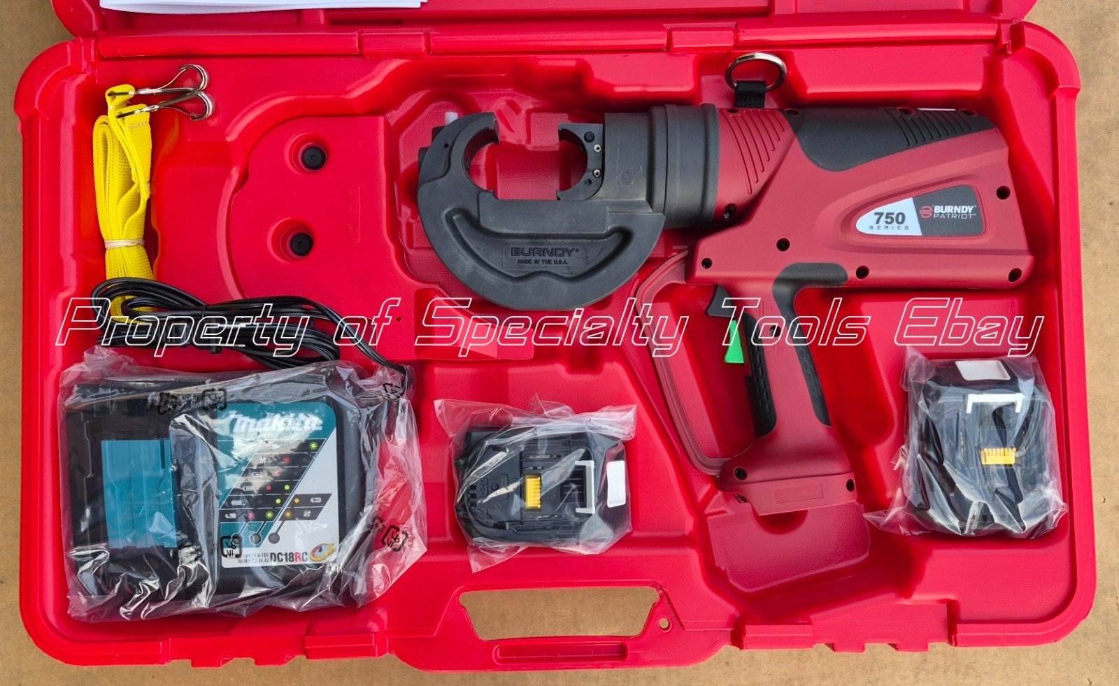 Burndy PAT750LI Hydraulic 12 ton battery rubber head crimper crimping PAT750CLI