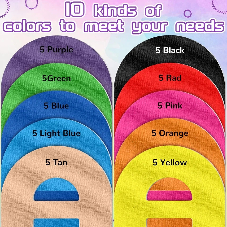 Nuanchu 50 Pieces Adhesive Patches Compatible with 4.3 x 3.5 Inch, Colorful
