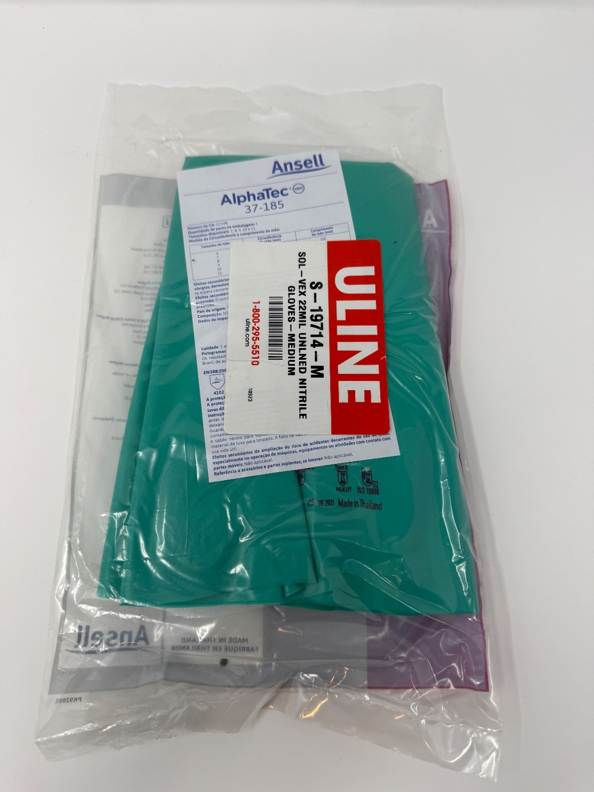 Ansell AlphaTec Solvex 37-185 Chemical Resistant Nitrile Gloves Sz 8 Medium