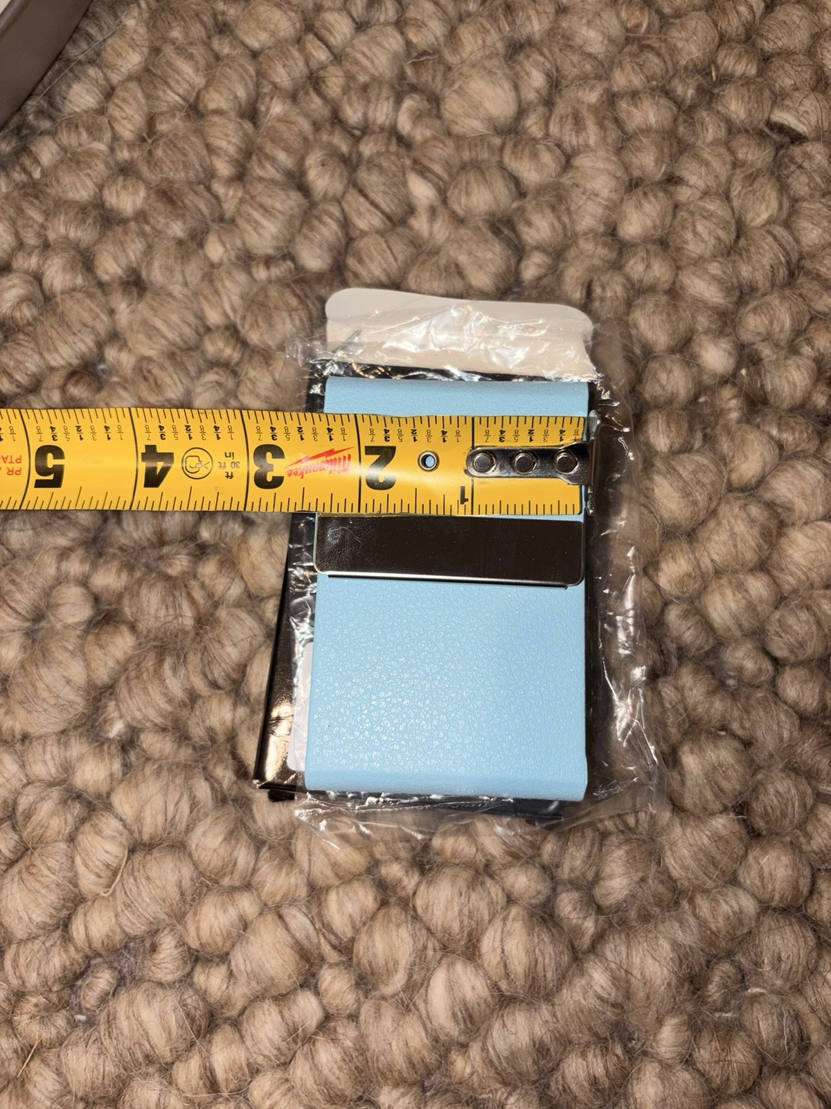 Business Card Holder with Ultra Slim Design Magnetic Close Light Blue Color