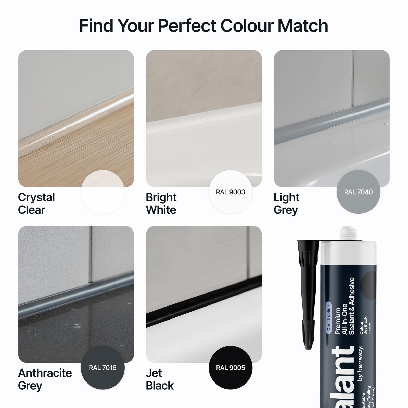 Jet Black Construction Sealant & Adhesive All-in-One Hybrid 1 Pack,